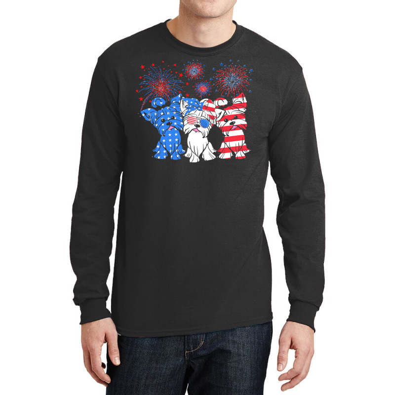 Yorkie Yorkshire Dog American Flag T  Shirt Funny Yorkie Yorkshire Dog Long Sleeve Shirts | Artistshot