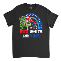 4th July Independence Day American Graphic Plus Size Dinosaur Rainbow Classic T-shirt | Artistshot