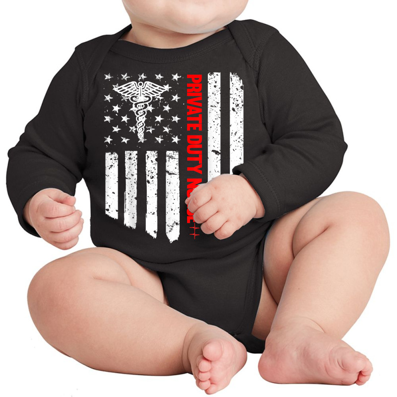 Private Duty Nurse American Flag Rn Registered Nurse Gift T Shirt Long Sleeve Baby Bodysuit by SchonbergerKamile | Artistshot