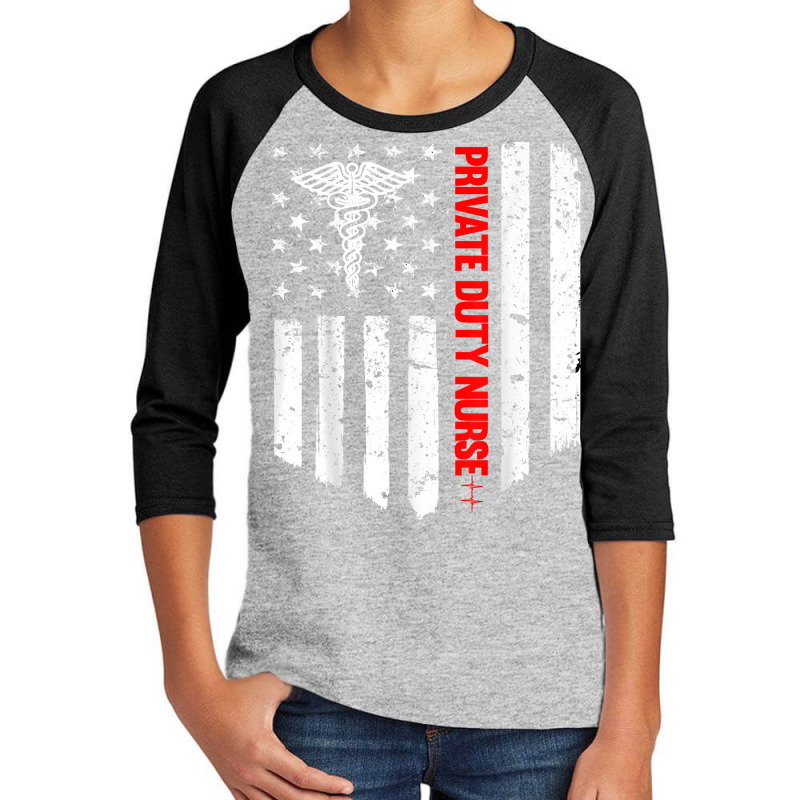 Private Duty Nurse American Flag Rn Registered Nurse Gift T Shirt Youth 3/4 Sleeve by SchonbergerKamile | Artistshot