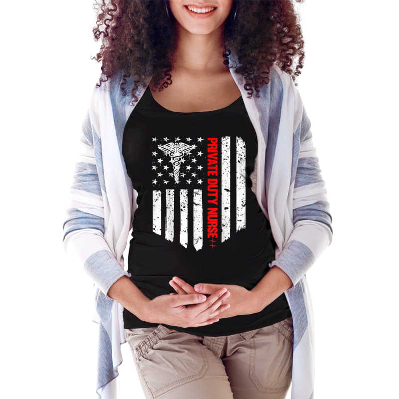 Private Duty Nurse American Flag Rn Registered Nurse Gift T Shirt Maternity Scoop Neck T-shirt by SchonbergerKamile | Artistshot