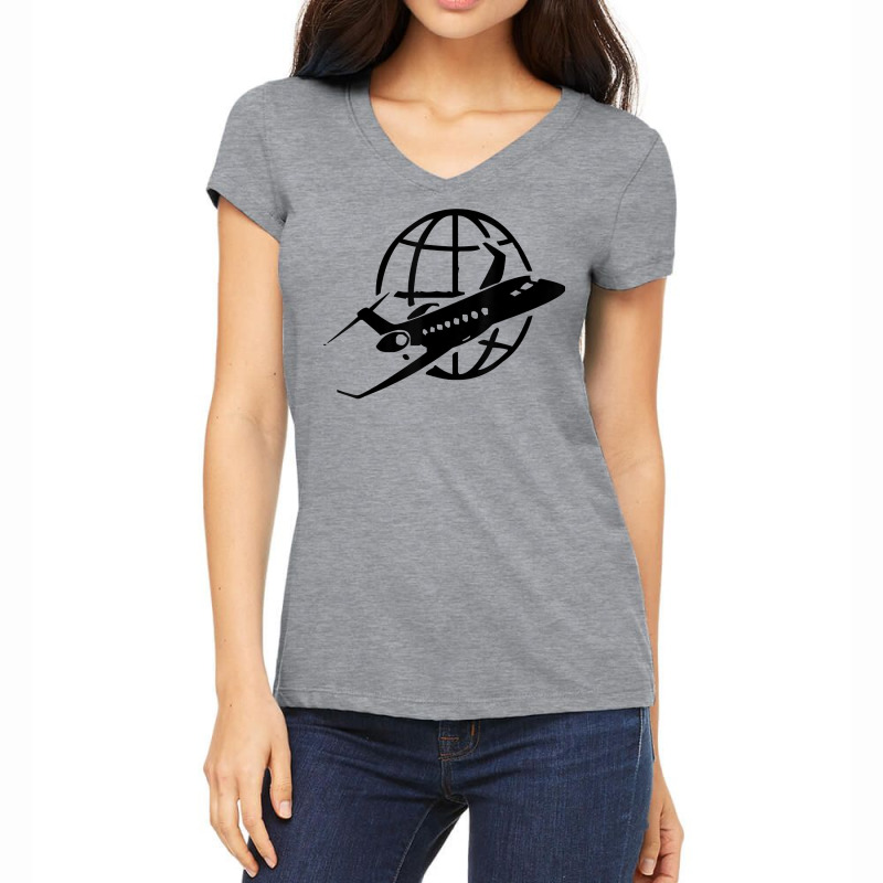 Private Jet Jetsetter Globetrotter T Shirt Women's V-Neck T-Shirt by SchonbergerKamile | Artistshot