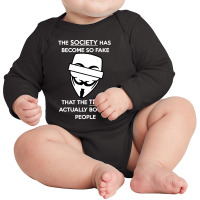 Anonymous Quote Fake Society Funny Long Sleeve Baby Bodysuit | Artistshot