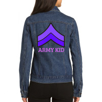 Purple Up Military Kids Shirt Private Military Child Month T Shirt Ladies Denim Jacket | Artistshot