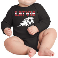 Proud Latvia Soccer Fans Jersey Latvian Flag Football Lovers T Shirt Long Sleeve Baby Bodysuit | Artistshot