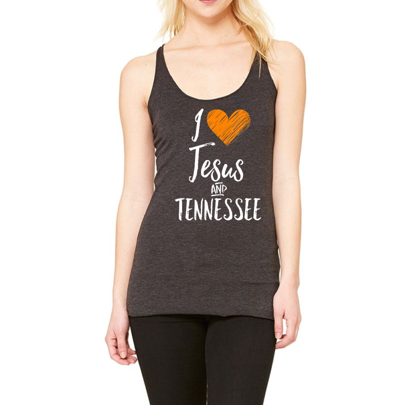 Womens I Love Jesus And Tennessee  Orange Heart Cute Fan Gift Vneck Racerback Tank by thutrang92 | Artistshot