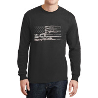 Big American Flag With Machine Guns 2a Flag Long Sleeve Shirts | Artistshot