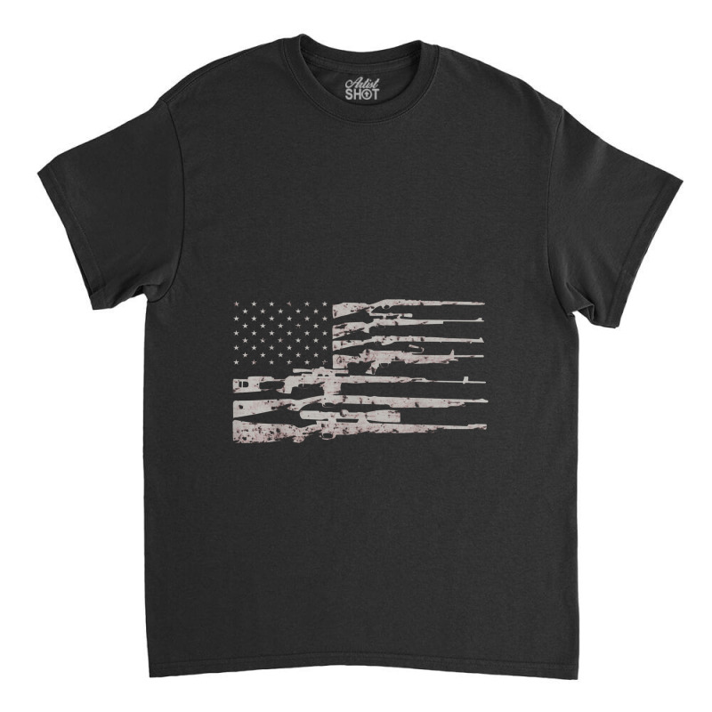 Big American Flag With Machine Guns 2a Flag Classic T-shirt | Artistshot