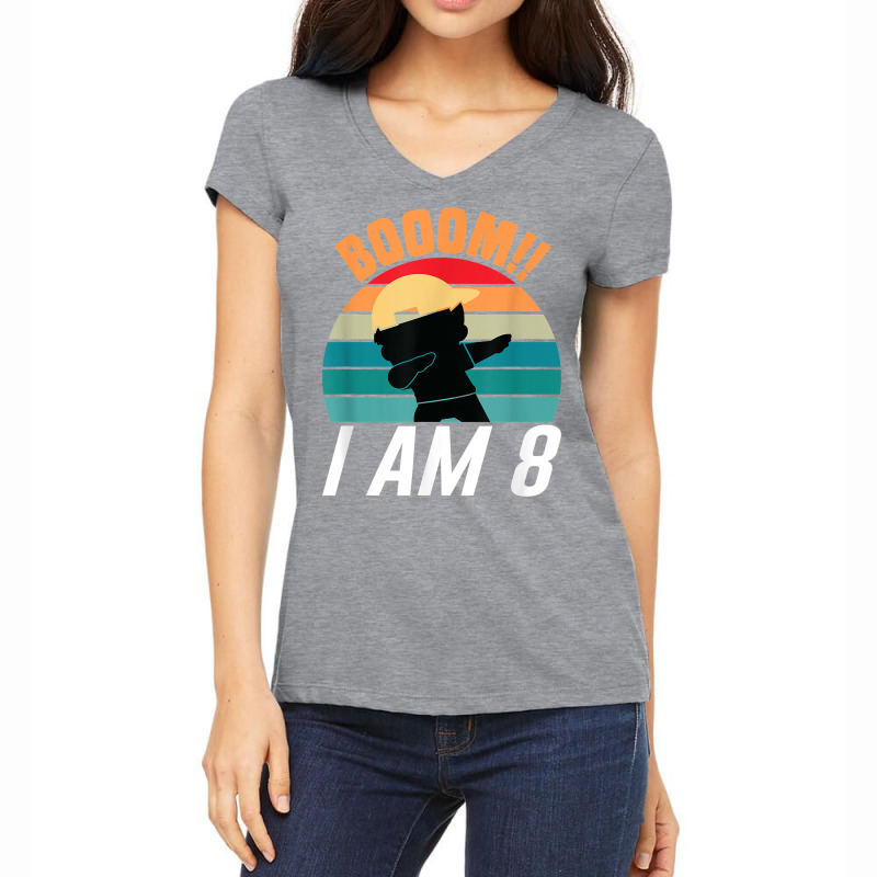 Boom I Am 8 Dabbing Boys 8th Birthday Eight Years T Shirt Women's V-Neck T-Shirt by SchonbergerKamile | Artistshot