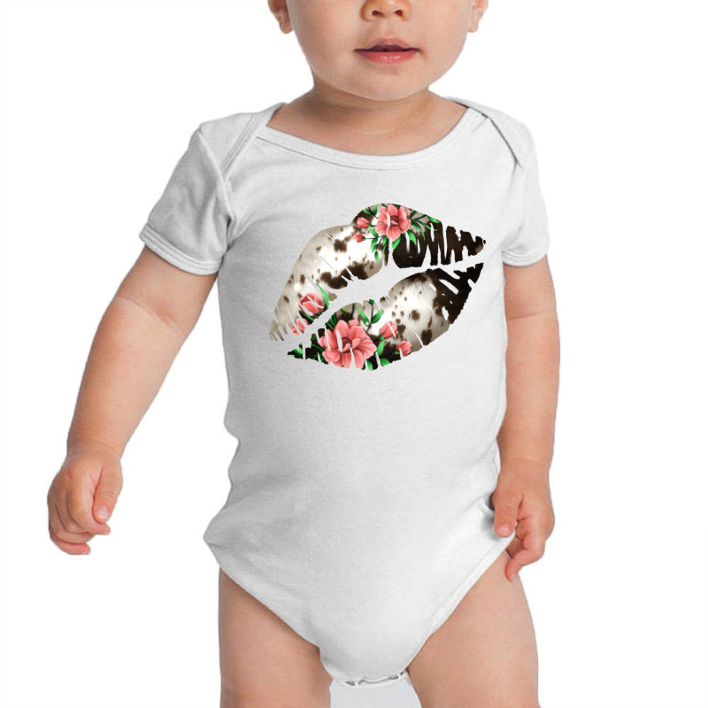 Cowhide And Flowers Lips Baby Bodysuit | Artistshot