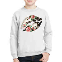 Cowhide And Flowers Lips Youth Sweatshirt | Artistshot