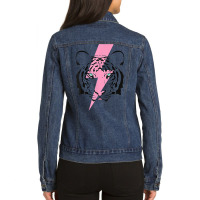 Tiger And Hot Pink Lightning Bolt T Shirt Ladies Denim Jacket | Artistshot