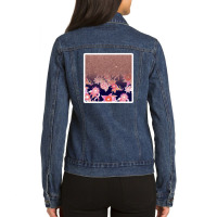 Modern Peach Coral And Black Floral Triangles 19298166 Ladies Denim Jacket | Artistshot