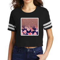 Modern Peach Coral And Black Floral Triangles 19298166 Scorecard Crop Tee | Artistshot