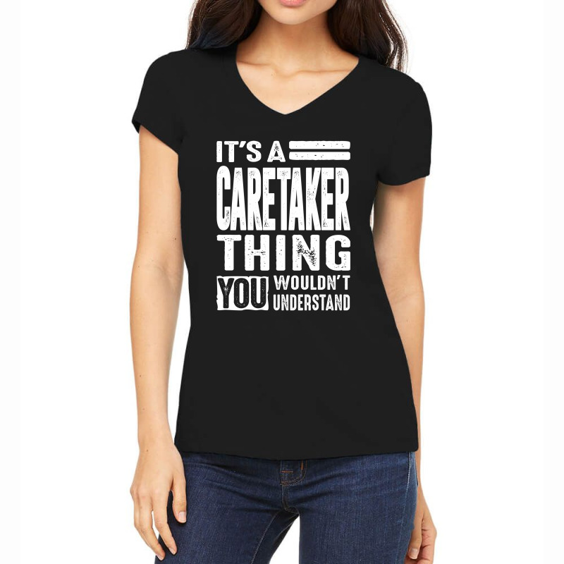 Caretaker Gift Funny Job Title Profession Birthday Idea Women's V-neck T-shirt | Artistshot