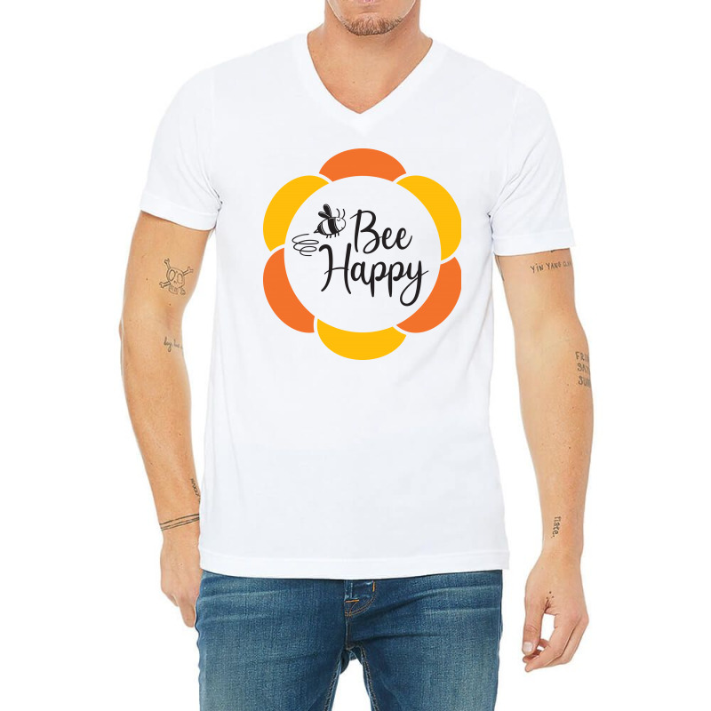 Bee Happy V-neck Tee | Artistshot