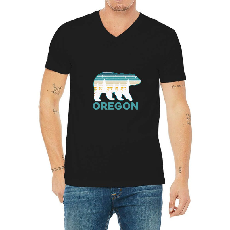 Oregon Vintage Grizzly Bear Nature Hiking Souvenir Gift V-neck Tee | Artistshot