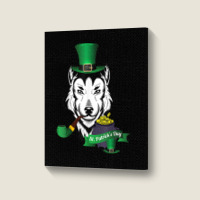 Leprechaun Hat Smoking Pipe Funny Wolf St Patricks Day Party T Shirt Portrait Canvas Print | Artistshot