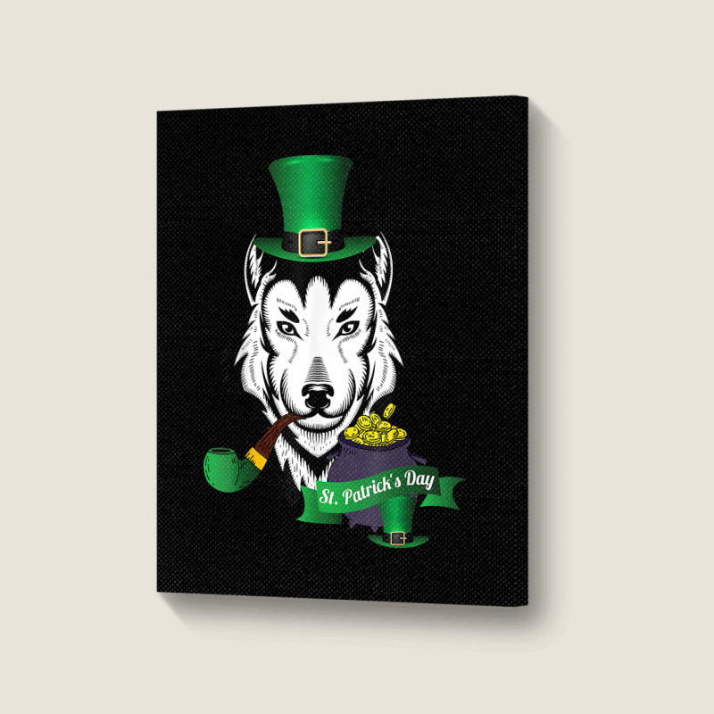 Leprechaun Hat Smoking Pipe Funny Wolf St Patricks Day Party T Shirt Portrait Canvas Print | Artistshot