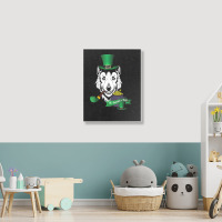 Leprechaun Hat Smoking Pipe Funny Wolf St Patricks Day Party T Shirt Portrait Canvas Print | Artistshot