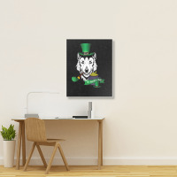 Leprechaun Hat Smoking Pipe Funny Wolf St Patricks Day Party T Shirt Portrait Canvas Print | Artistshot