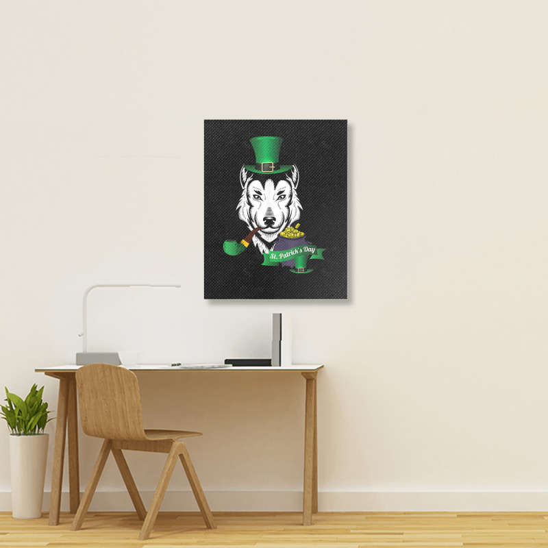 Leprechaun Hat Smoking Pipe Funny Wolf St Patricks Day Party T Shirt Portrait Canvas Print | Artistshot