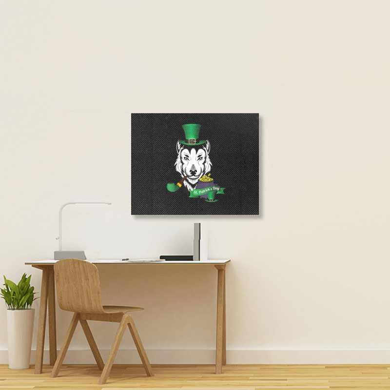 Leprechaun Hat Smoking Pipe Funny Wolf St Patricks Day Party T Shirt Landscape Canvas Print | Artistshot