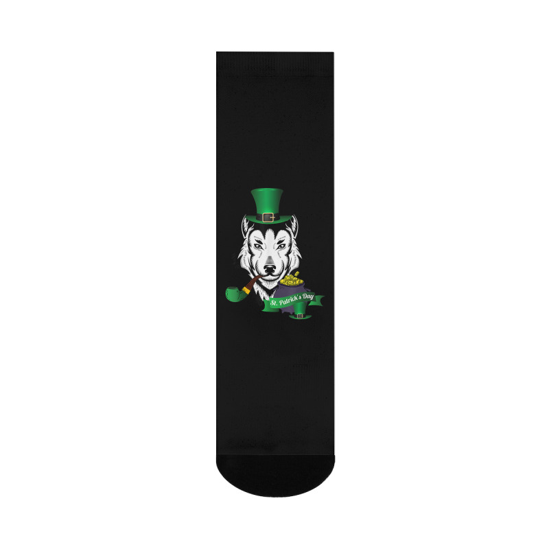 Leprechaun Hat Smoking Pipe Funny Wolf St Patricks Day Party T Shirt Crew Socks | Artistshot