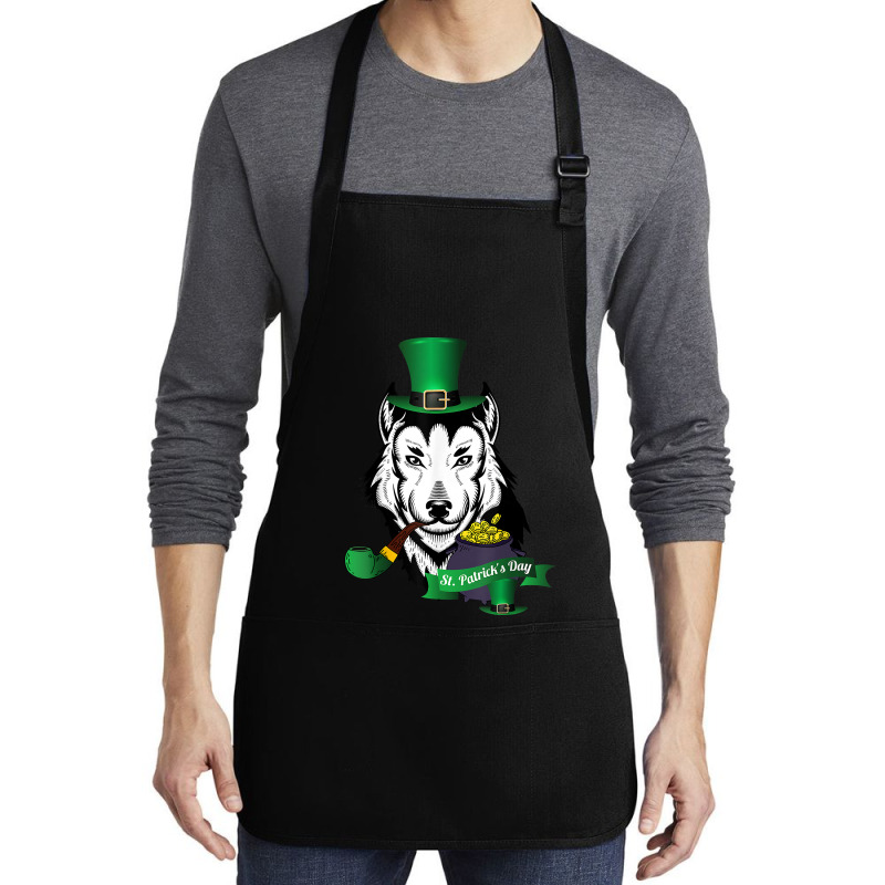 Leprechaun Hat Smoking Pipe Funny Wolf St Patricks Day Party T Shirt Medium-length Apron | Artistshot