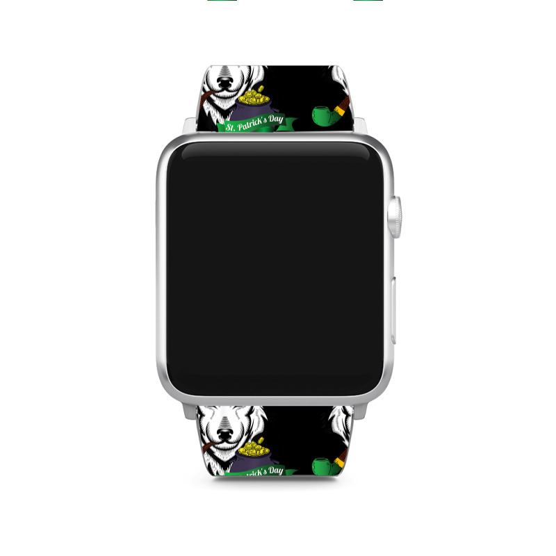 Leprechaun Hat Smoking Pipe Funny Wolf St Patricks Day Party T Shirt Apple Watch Band | Artistshot