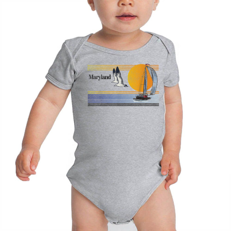 Maryland Vintage Sailing Sailboat Sail Boat Beach Retro T Shirt Baby Bodysuit | Artistshot