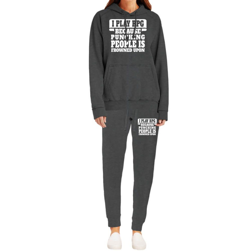 I Play Guitar Rpg Punching People Is Frowned Upon Hoodie & Jogger Set | Artistshot