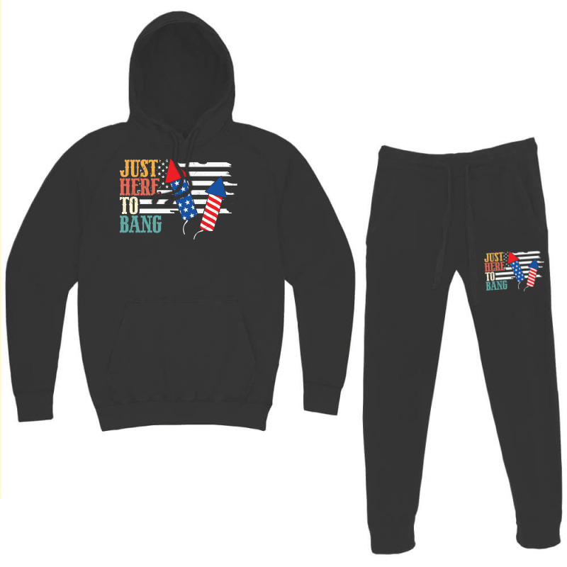 4th Of July Design Just Here To Bang Funny Plus Size Hoodie & Jogger Set | Artistshot