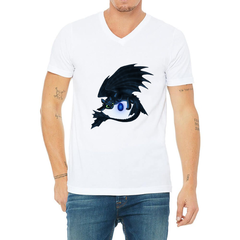 Black And Blue Egg Dragon V-neck Tee | Artistshot