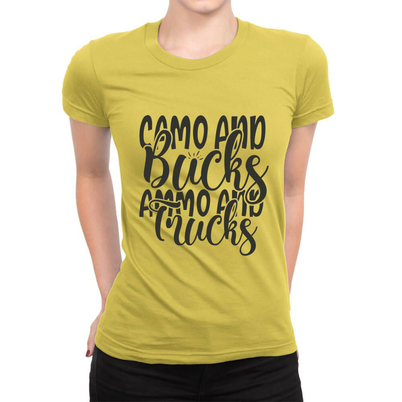 Camo And Bucks Ammo And Trucks Ladies Fitted T-Shirt by Chiks | Artistshot