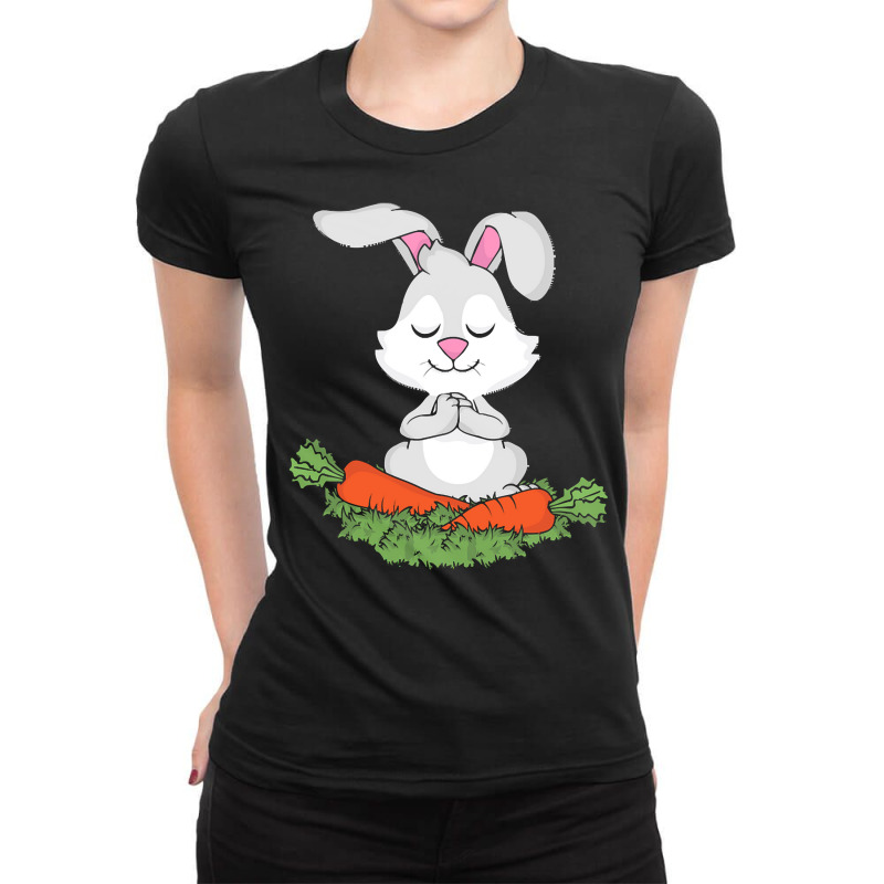 Yoga Gift For Women T  Shirt Rabbit Yoga Lover Women Meditating Gift B Ladies Fitted T-Shirt by cabotageevolve | Artistshot