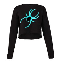 Cyan Blue Retro Neon Spooky Spider Cropped Sweater | Artistshot