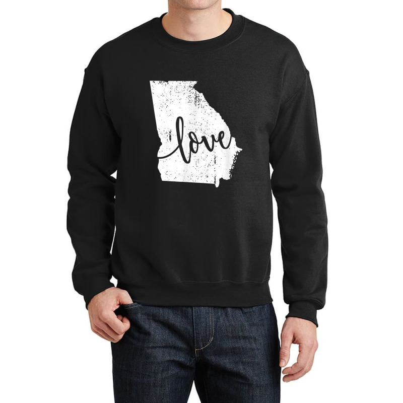 Georgia Home Love Vintage State Map Outline Crewneck Sweatshirt by atunnasalam | Artistshot