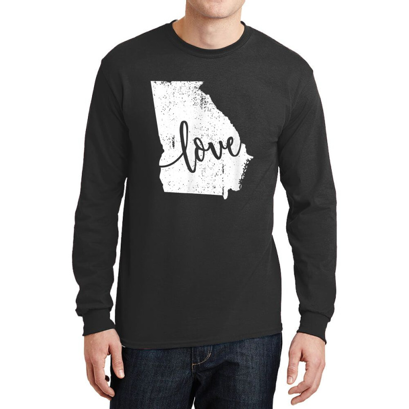 Georgia Home Love Vintage State Map Outline Long Sleeve Shirts by atunnasalam | Artistshot