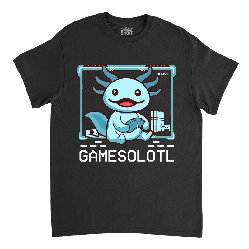 Axolotl Fish Playing Video Game Whiteaxolotl Lizard Gamers 244 Classic T-shirt by circularflap | Artistshot