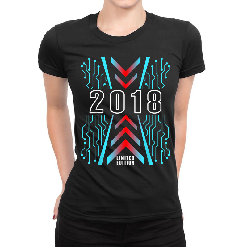 Birthday Year 2018 Limited Edition Gaming Gift Nerd Computer T Shirt Ladies Fitted T-Shirt by ReagerAero | Artistshot