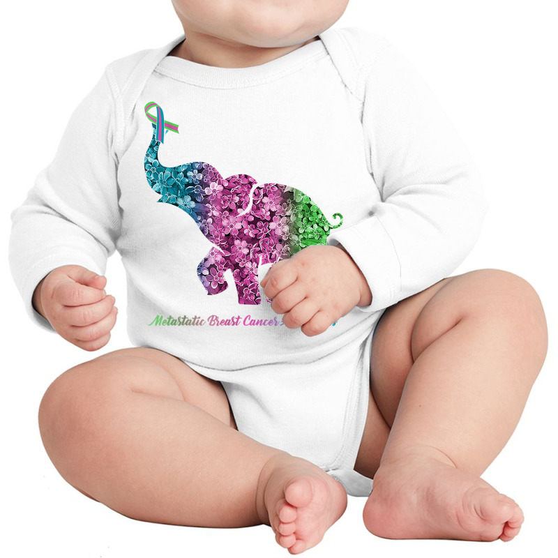 Elephant With Flower Metastatic Breast Cancer Awareness T Shirt Long Sleeve Baby Bodysuit by BeanblossomSheldon | Artistshot