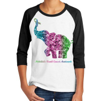 Elephant With Flower Metastatic Breast Cancer Awareness T Shirt Youth 3/4 Sleeve | Artistshot