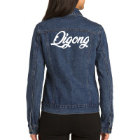 Qigong Cursive Text Novelty Hobby T Shirt Ladies Denim Jacket | Artistshot