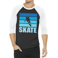 Blue Skate Skateboarder Skateboarding 23418429 3/4 Sleeve Shirt | Artistshot