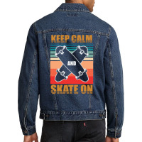 Cool Skateboarding Keep Calm 23418410 Men Denim Jacket | Artistshot