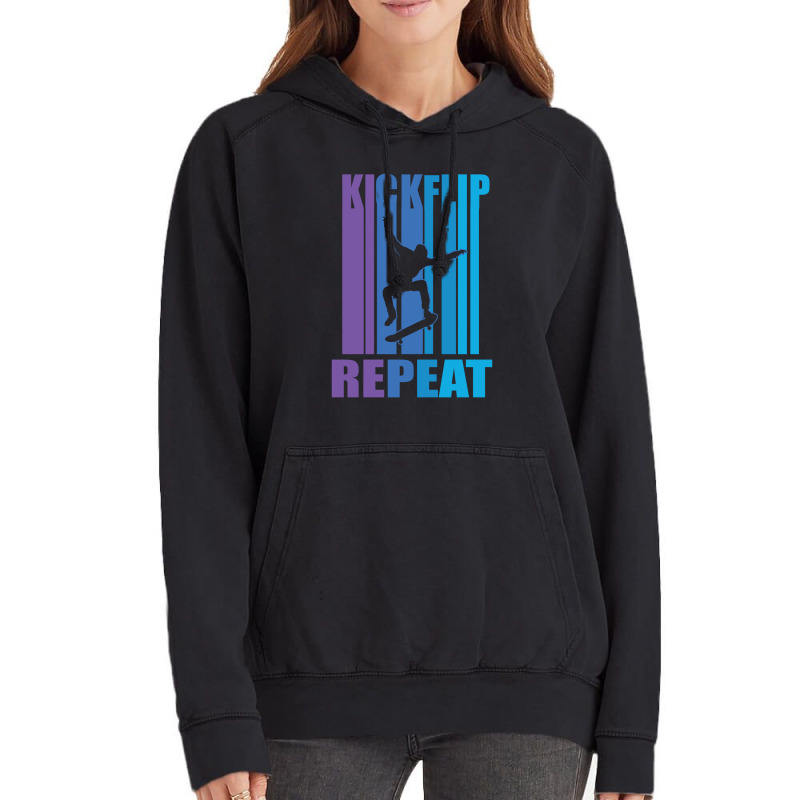 Kick Flip Repeat Vintage Skateboarding 23418403 Vintage Hoodie | Artistshot