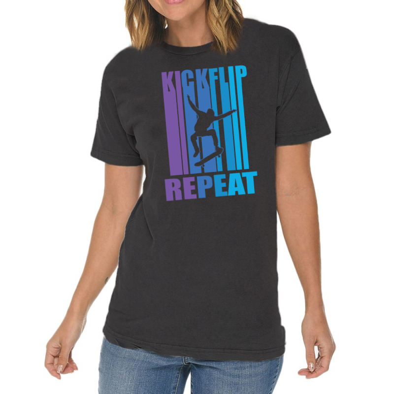 Kick Flip Repeat Vintage Skateboarding 23418403 Vintage T-shirt | Artistshot