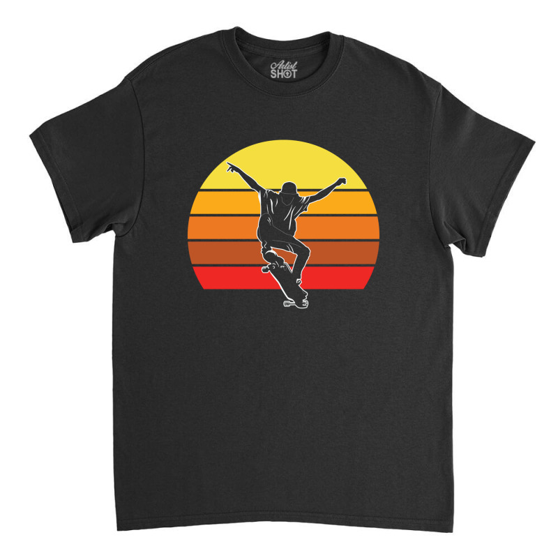 Sunset Retro Skateboarder Skateboarding 23418486 Classic T-shirt | Artistshot