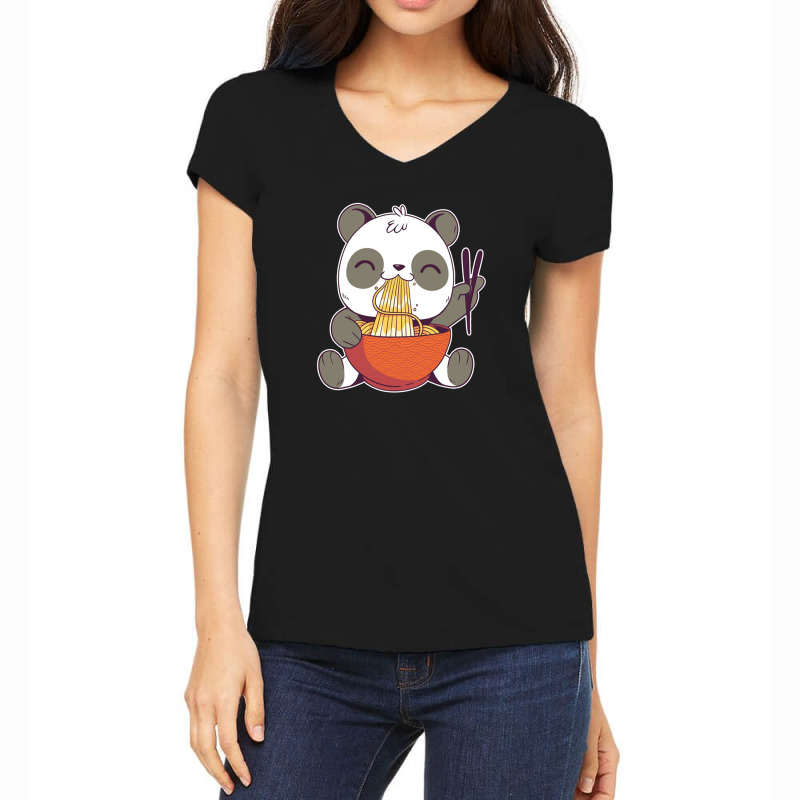 Ramen Panda Women's V-Neck T-Shirt by Owen | Artistshot